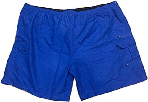 Big and Tall Cargo Swim Trunks with Extra Zipper Pocket to Size 8XB in Blue and Black